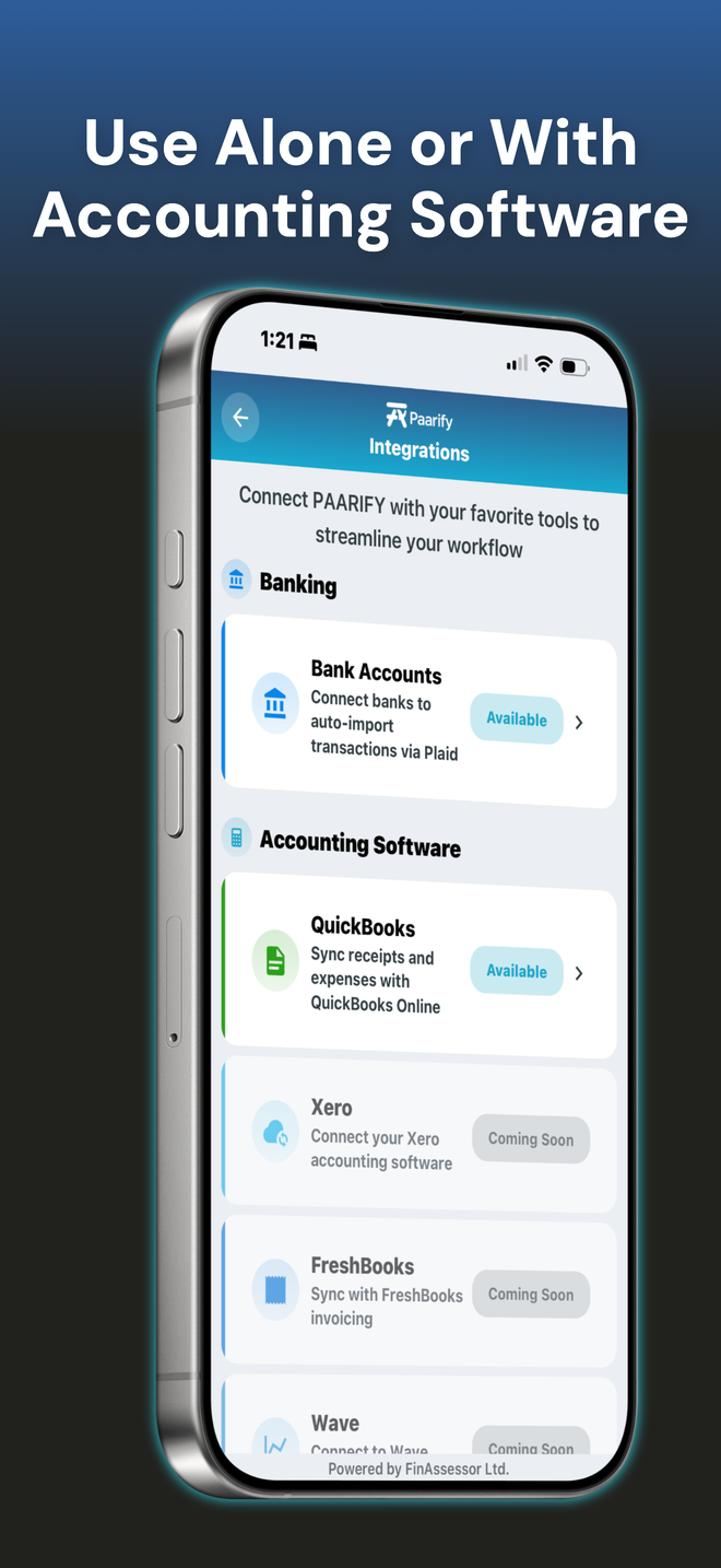 Paarify Integrations screen